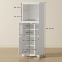 HOMCOM 63" Small Buffet with Hutch, 4-Door Kitchen Pantry, Freestanding Storage Cabinet with Adjustable Shelf for Dining Room, Living Room, White(m-3)