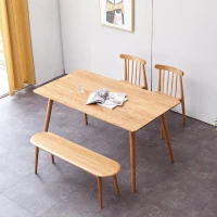 Multifunctional Dining Bench with Metal-Reinforced Construction, Sturdy Wood Bench for Entryway or Kitchen, 39.5″ L x 12″ W x 16″ H, Oak(m-5)