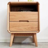Solid Nightstand with Open Shelf & Cable Management Hole, Modern Bedside Cabinet for Compact Rooms, 16.5″ L x 13.5″ W x 23″ H, Natural(m-4)