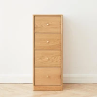 Minimalist Nightstand with Solid Wood Drawer Slides, Versatile Storage Cabinet for Bedroom or Entryway, 12″ L x 15″ W x 30″ H, Oak(m-4)