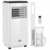 HOMCOM 10,000 BTU Moible Air Conditioner 440 Sq. Ft., Dehumidifier Fan Auto Sleep with 24H Timer On/Off, Window Kit, White(m-11)