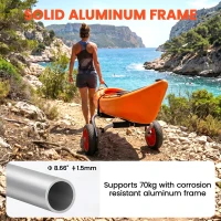 Soozier Kayak Cart, Foldable Canoe Trolley Cart with 10'' Solid Tires, Nonslip Support Foot & Tie-Down Straps, for Kayaks Canoes Paddleboards Float Mats Boats, Aluminum Frame(m-6)