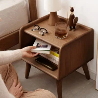 Durable European Beech Nightstand with Hardwax Oil Finish, Compact Storage Cabinet with Raised Edges, 13.5″ L x 15.5″ W x 15.5″ H, Natural(m-5)