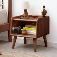 Durable European Beech Nightstand with Hardwax Oil Finish, Compact Storage Cabinet with Raised Edges, 13.5″ L x 15.5″ W x 15.5″ H, Natural(m-4)
