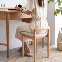 Practical Makeup Stool Bench with Clean-Lined Sturdy Frame, Compact Side Bench for Dining Room, 14″ L x 14.5″ W x 20.5″ H, Natural(m-5)