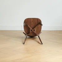 Set of 2 Dining Chairs with Curved Ergonomic Back, Comfortable Side Chairs with Wide Seat, 19.5″ L x 18.5″ W x 31.5″ H, Walnut(m-11)