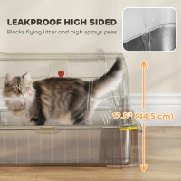 PawHut 80L XL Stainless Steel Cat Litter Box for Big Cats with Flip Cover, Pull-Out Drawer Tray, High Sided, Pedal, Light Grey(m-10)