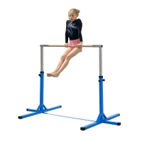 Soozier Gymnastics Bar for Kids, Adjustable Height Kip Bar for Home, Blue(m-11)
