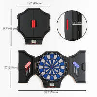 Soozier Electronic Dartboard Set with 31 Games and 285 Programs for 8 Players, Soft Tip Dart Board Set with Cabinet, 6 Darts and 6 Spare Tips, LCD Display(m-3)