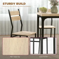 HOMCOM 3 Piece Dining Table Set for 2, Modern Kitchen Table and Chairs, Dining Room Set for Breakfast Nook, Light Wood Grain(m-5)