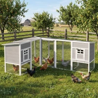 PawHut Chicken Coop with Run, L-Shaped Wooden Chicken House with 2 Houses, Outdoor Hen House with Waterproof Roof and Ramps(m-1)