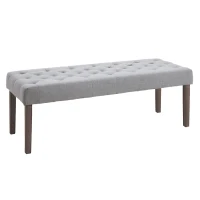 HOMCOM Simple Tufted Upholstered Ottoman Accent Bench with Soft Comfortable Cushion & Fashionable Modern Design, Grey(m-1)