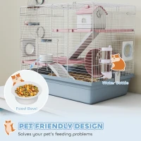 PawHut Hamster Cage, 3-Tier Small Animal Cage with Exercise Wheel, Food Bowl, Water Bottle, House, Tunnels, Ramps(m-5)