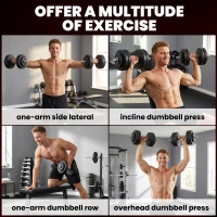 Soozier Adjustable 2 x 55lbs Weight Dumbbell Set for Weight Fitness Training Exercise Fitness Home Gym Equipment, Black (Pair)(m-4)