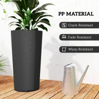 Outsunny 29 Inch Outdoor Planter, Set of 2 Plastic Flower Pots, Weather and UV Resistant Stackable Large Planters, Black(m-6)