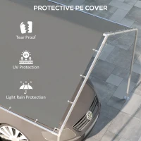 Outsunny 10 x 20ft Carport Roof, UV Resistant Canopy Replacement Cover with Ball Bungee Cords, Dark Gray(m-6)