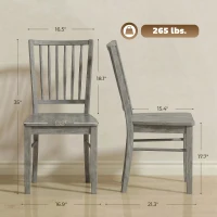 HOMCOM Dining Chairs Set of 2 Ergonomic Solid Wood, Armless Kitchen Chairs with Rubberwood Legs, Rustic Gray(m-3)
