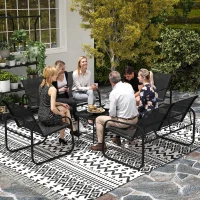 Outsunny 5-Piece Patio Furniture Set, Outdoor Conversation Set with 2 Loveseats, 2 Armchairs, Glass-Top Table, Black(m-9)