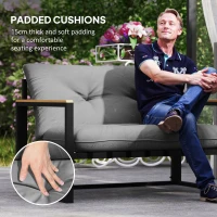 Outsunny 4 Piece Patio Furniture Set, Outdoor Loveseat Sofa Set with Thick Cushions and Coffee Table, Light Grey(m-6)