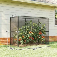 Outsunny Crop Cage, Plant Protection Tent with Zippered Door, Plant Protector from Animals for Vegetables Flowers Fruits, Black(m-3)