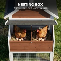 PawHut 71" Chicken Coop for 3 Chickens, Wooden Hen House with Run, Removable Tray, Nesting Box, Waterproof Asphalt Roof(m-7)
