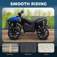 Qaba 6V Kids ATV, 4 Wheeler Electric Ride on Car with Music and LED Headlights, for Ages 37-72 Months Boys and Girls, Blue(m-5)