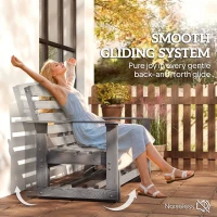 Outsunny Patio Glider Bench w/ HDPE Slatted Double Rocking Chair, Distressed Gray(m-4)