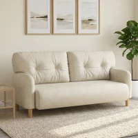 HOMCOM 58" 2 Seat Sofa, Modern Love Seats Furniture, Upholstered 2 Seater Couch, Solid Wood Frame, Beige(m-1)