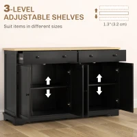 HOMCOM Modern Sideboard, Buffet Cabinet with Storage Drawers, Adjustable Shelves for Living Room, Dining Room, Entryway, Black(m-5)