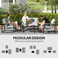 Outsunny 4 Piece Patio Furniture Set, Outdoor Loveseat Sofa Set with Thick Cushions and Coffee Table, Light Grey(m-4)