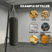 Soozier Punching Bag with Stand for Adults, 72.8"-90.9" Height Adjustable Freestanding Boxing Stand with Canvas Sandbag, Black(m-6)