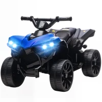 Qaba 6V Kids ATV, 4 Wheeler Electric Ride on Car with Music and LED Headlights, for Ages 37-72 Months Boys and Girls, Blue(m-2)