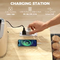 HOMCOM Kitchen Island with Drop Leaf, Rolling Kitchen Cart with Power Outlet, Cabinet, 3 Drawers, Spice Rack, Towel Bar, Black(m-5)