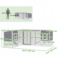 PawHut Chicken Coop with Run, L-Shaped Wooden Chicken House with 2 Houses, Outdoor Hen House with Waterproof Roof and Ramps(m-3)