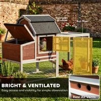 PawHut 71" Chicken Coop for 3 Chickens, Wooden Hen House with Run, Removable Tray, Nesting Box, Waterproof Asphalt Roof(m-9)
