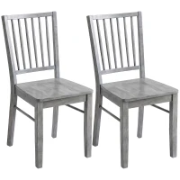 HOMCOM Dining Chairs Set of 2 Ergonomic Solid Wood, Armless Kitchen Chairs with Rubberwood Legs, Rustic Gray(m-11)