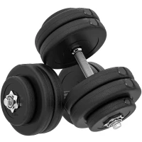 Soozier Adjustable 2 x 55lbs Weight Dumbbell Set for Weight Fitness Training Exercise Fitness Home Gym Equipment, Black (Pair)(m-2)