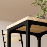 HOMCOM 3 Piece Dining Table Set for 2, Modern Kitchen Table and Chairs, Dining Room Set for Breakfast Nook, Light Wood Grain(m-8)