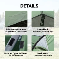 Outsunny Pop Up Camping Tent with Vestibule Waterproof Tent for 2-3 Person, Dark Green(m-6)