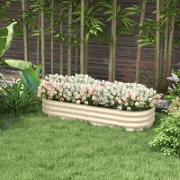 Outsunny 4.9' x 2' x 1' Galvanized Raised Garden Bed Kit, Metal Planter Box with Safety Edging, Cream(m-2)