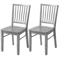 HOMCOM Dining Chairs Set of 2 Ergonomic Solid Wood, Armless Kitchen Chairs with Rubberwood Legs, Rustic Gray(m-1)