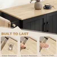 HOMCOM Kitchen Island with Drop Leaf, Rolling Kitchen Cart with Power Outlet, Cabinet, 3 Drawers, Spice Rack, Towel Bar, Black(m-10)