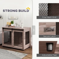 PawHut 39" Dog Crate Furniture, Dog Kennel Furniture End Table with Sliding Barn Door for Large Dogs, Walnut Brown(m-5)