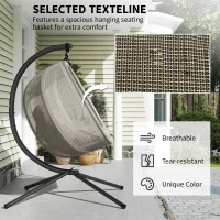 Outsunny Double Egg Chair with Stand, 2 Person Hanging Swing Egg Chair with Cushion, Pockets, Khaki(m-4)