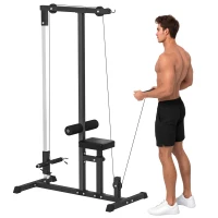 Soozier Multi-Function Power Tower, Lat Pull Down Machine Arm & Back Workout Equipment with Adjustable Pull Rod, Cable Machine Home Fitness Equipment for Women and Men(m-1)
