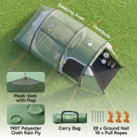Outsunny Pop Up Camping Tent with Vestibule Waterproof Tent for 2-3 Person, Dark Green(m-4)