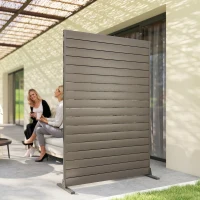 Outsunny HDPE Outdoor Privacy Screen, 47.2"W x 68.5"H Decorative Privacy Fence Screen with Stand and 6 Panels, Brown(m-2)