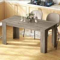 HOMCOM 63" Kitchen Table for 4-6 People, Dining Table with Wood Effect for Dining Room, Grey(m-10)