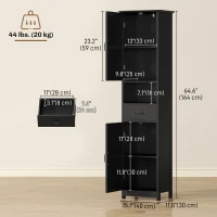 kleankin Modern Bathroom Cabinet, Narrow Bathroom Vanities with Open Shelf Drawer Recessed Doors and Adjustable Shelves Black(m-3)