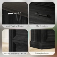 HOMCOM Lateral Filing Cabinet, Farmhouse File Cabinet with 2 Silent Drawers for Letter/A4/Legal Size Files, Black(m-7)